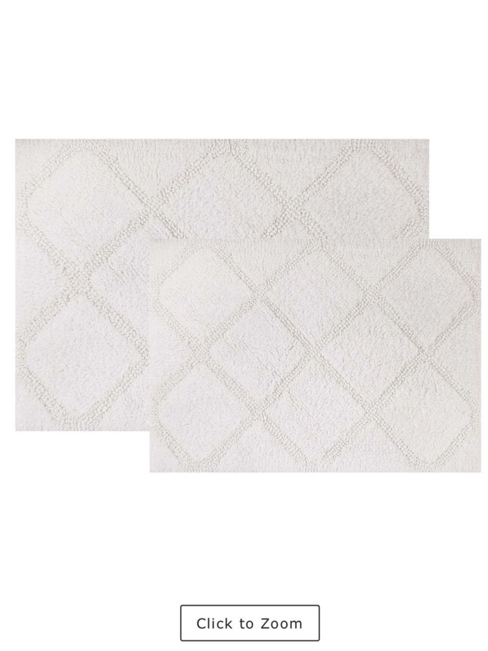 2-Pack White Diamond Bath Rug Set, 17x24 & 20x32